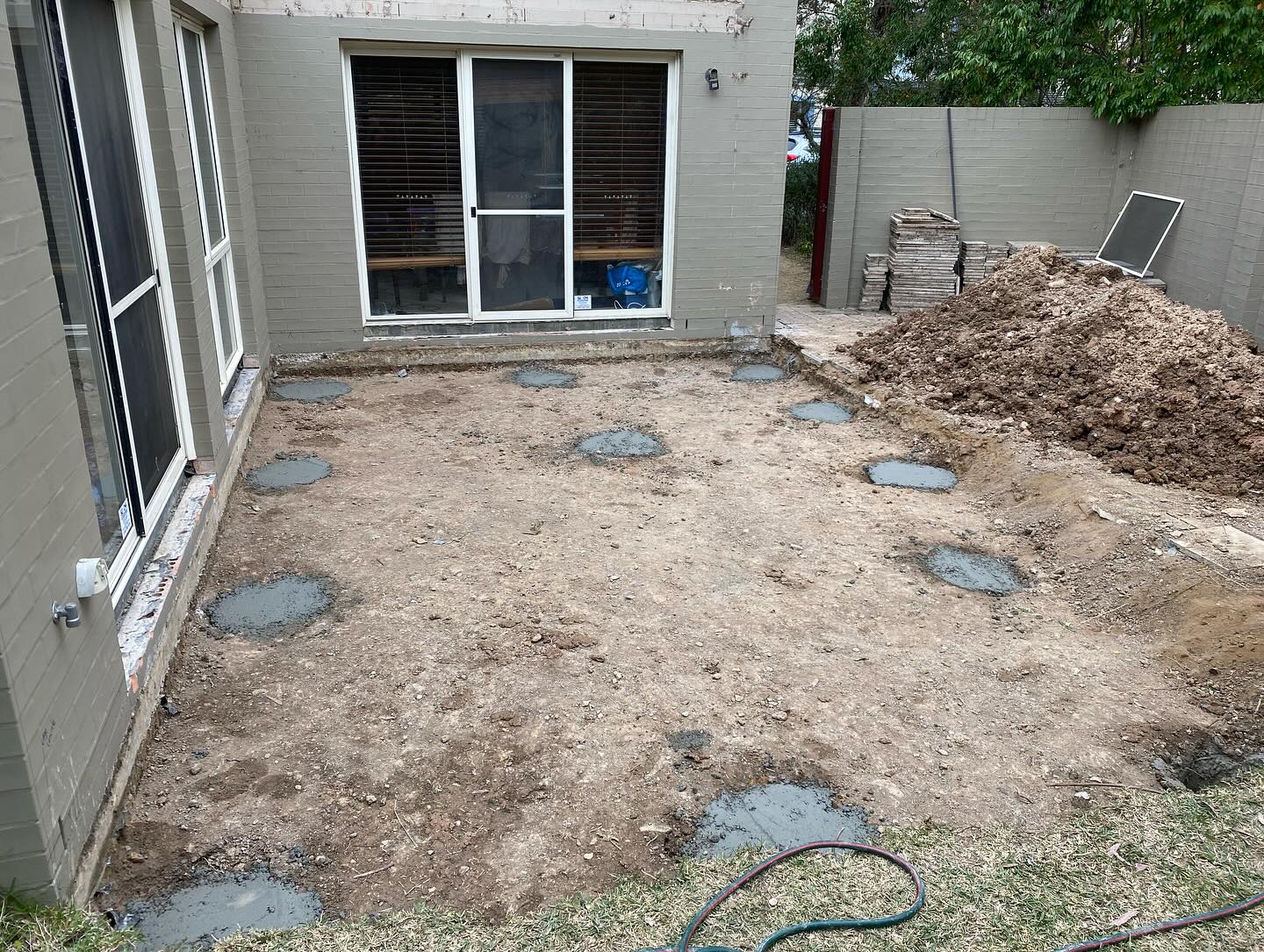Concrete footings prepared for home extension