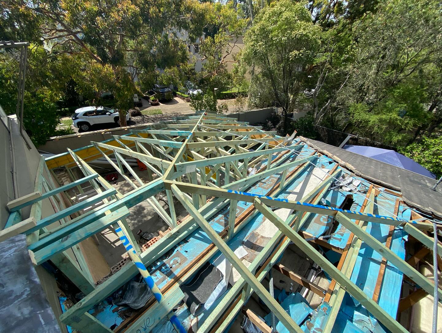 Roof structure installed for home extension