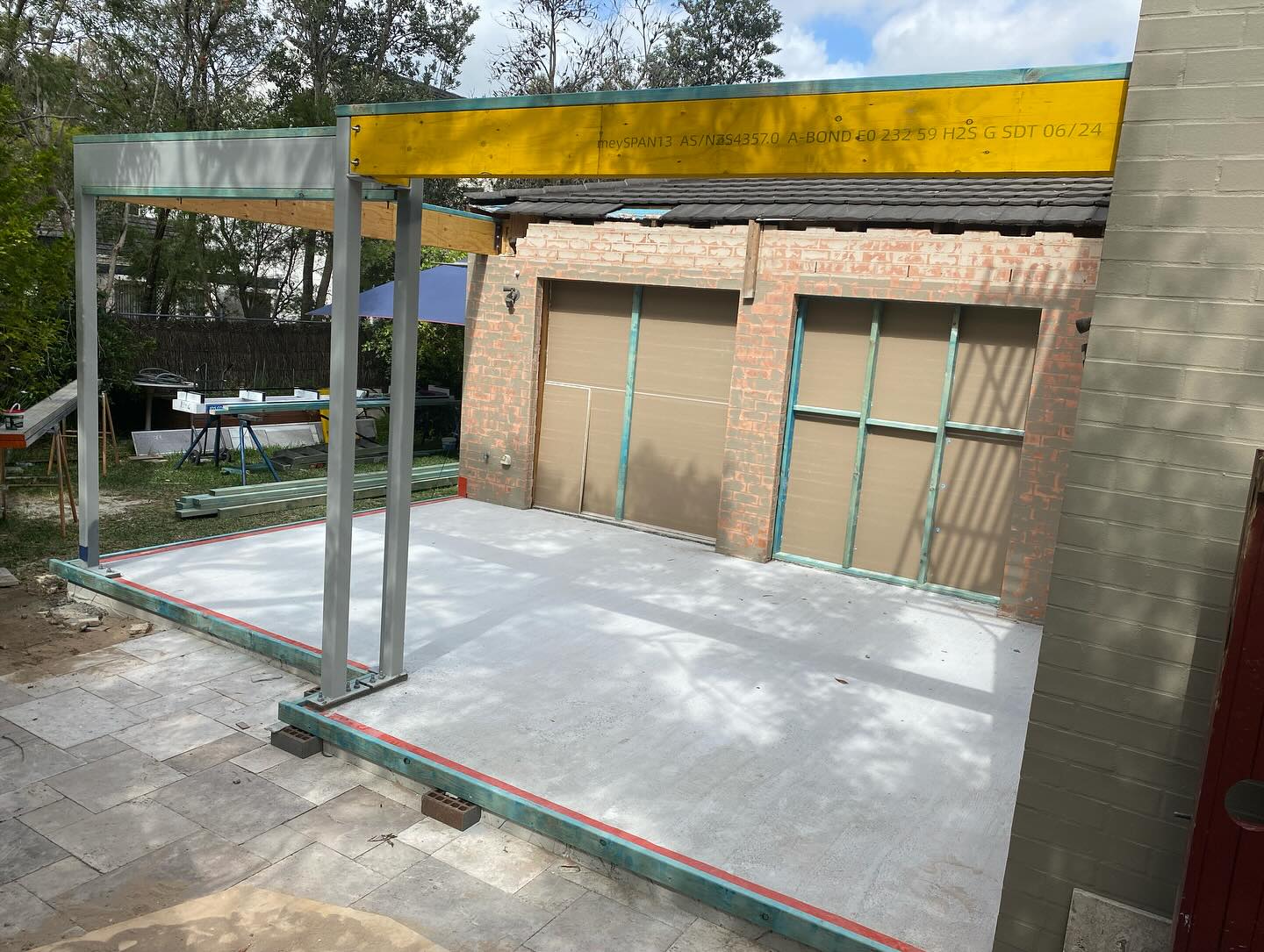 Steel framing installed for home extension